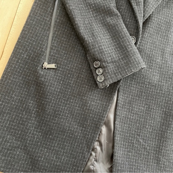 DKNY Charcoal/Black Grid Print Wool Blend Single Button Coat - Sz 8 - Picture 7 of 16